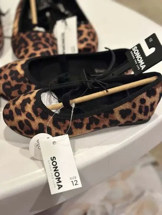 Sonoma Goods For Life Girls Izzie Leopard Ballet Flat Shoes with Memory Foam - Picture 2 of 6